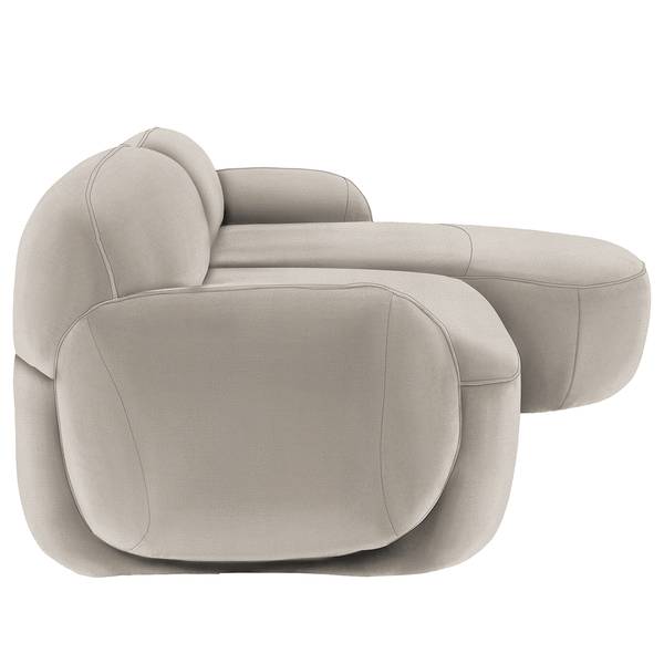 Ecksofa Viborg Flachgewebe - Flachgewebe Meave: Grau - Longchair davorstehend rechts