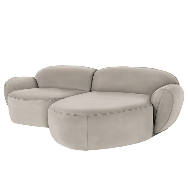 Ecksofa Viborg Flachgewebe - Flachgewebe Meave: Grau - Longchair davorstehend rechts
