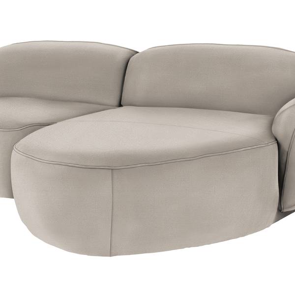 Ecksofa Viborg Flachgewebe - Flachgewebe Meave: Grau - Longchair davorstehend rechts