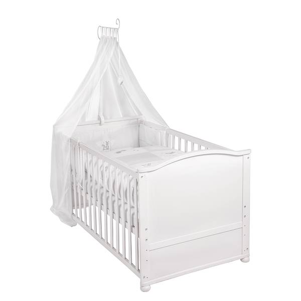 Ensemble de lit bébé complet Fox & Bunny Blanc - Bois manufacturé - 79 x 152 x 153 cm