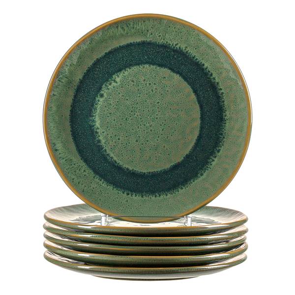 Borden Matera II (set van 6) keramiek - groen - 22,5 cm - groen
