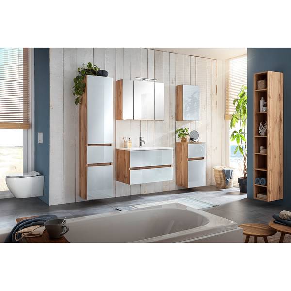 Badkamerset Tira II (3-delig) wit glas/Wotan eikenhouten look