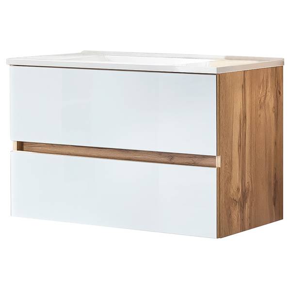 Badkamerset Tira II (3-delig) wit glas/Wotan eikenhouten look