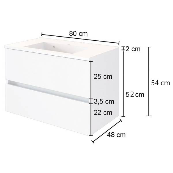 Badkamerset Tira II (3-delig) wit glas/Wotan eikenhouten look