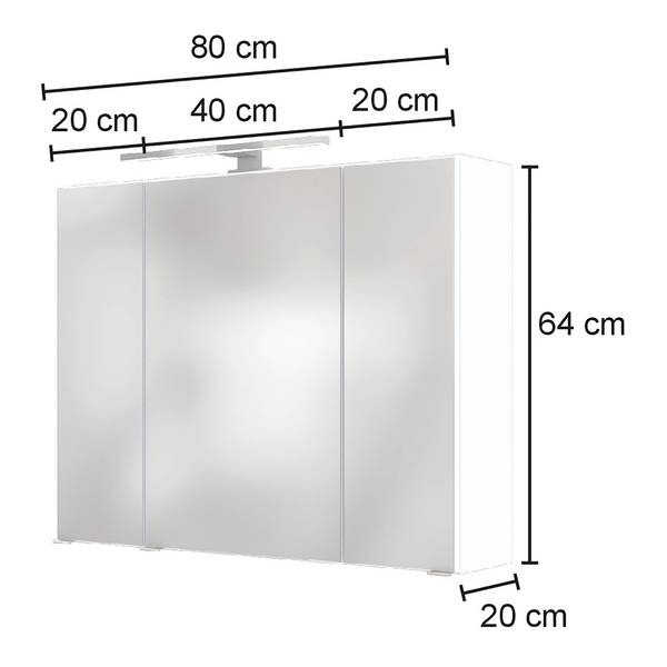 Badkamerset Tira II (3-delig) wit glas/Wotan eikenhouten look
