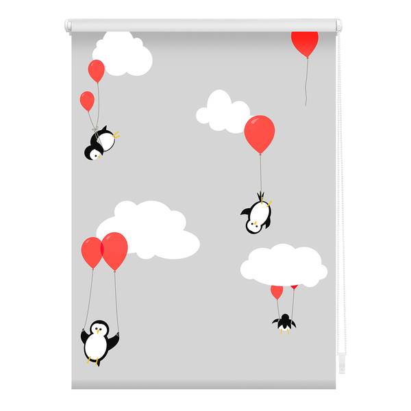 Klemfix rolgordijn Pinguïn polyester - rood - 70 x 150 cm