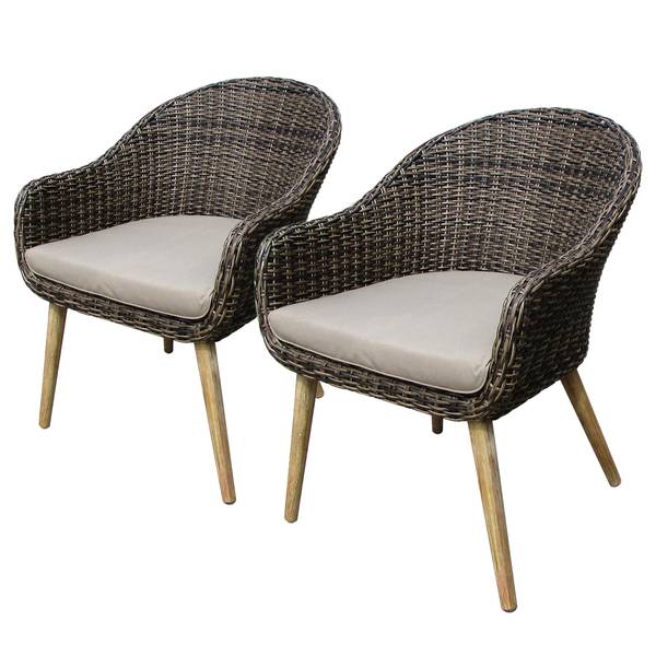 Stuhl Pueblo (2er-Set) Akazie / Polyrattan - Braun