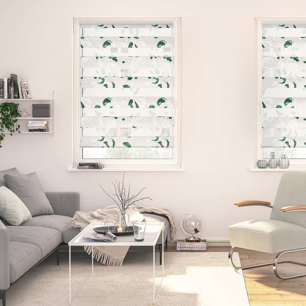 Klemmfix Duo Rollo Monstera Polyester - Grün - 45 x 150 cm