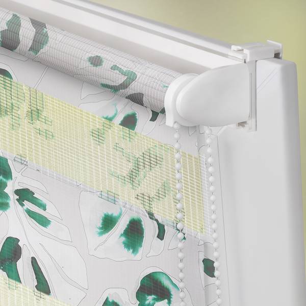 Klemmfix Duo Rollo Monstera Polyester - Grün - 45 x 150 cm