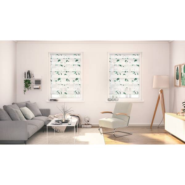 Klemmfix Duo Rollo Monstera Polyester - Grün - 45 x 150 cm