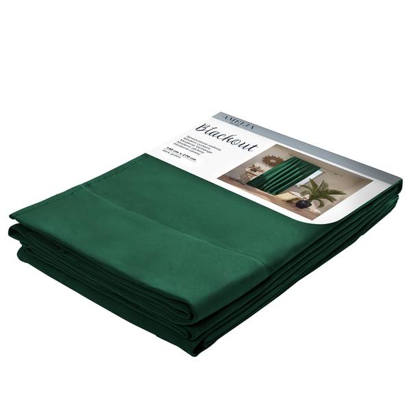 Rideau à ruflette Blackout II Polyester - Vert foncé