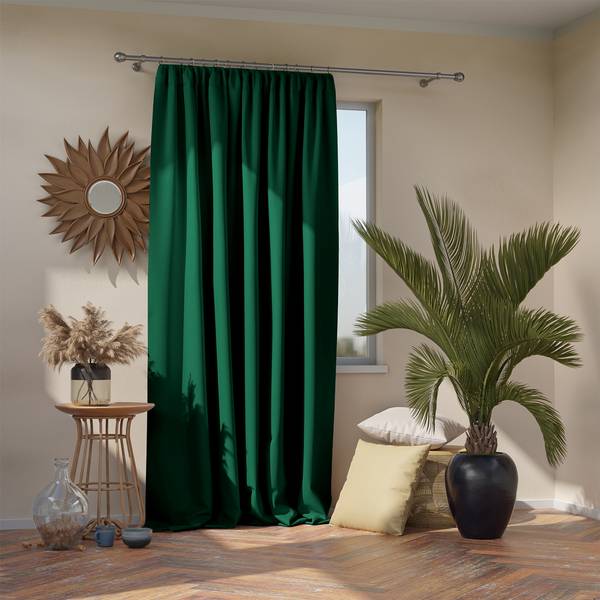 Rideau à ruflette Blackout II Polyester - Vert foncé