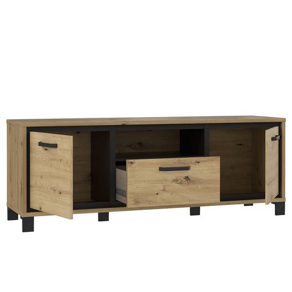 TV-Lowboard Egan Eiche Artisan Dekor / Eiche Schwarz Dekor