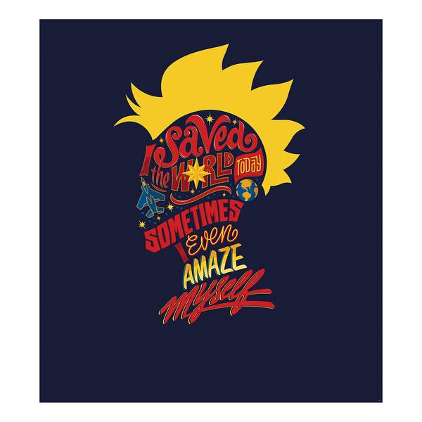 Fotobehang Captain Marvel & the World vlies - meerdere kleuren