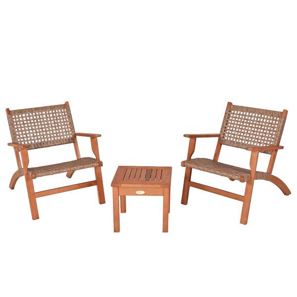 Sitzgruppe Sonora (3-teilig) Eukalyptus / Polyrattan - Braun