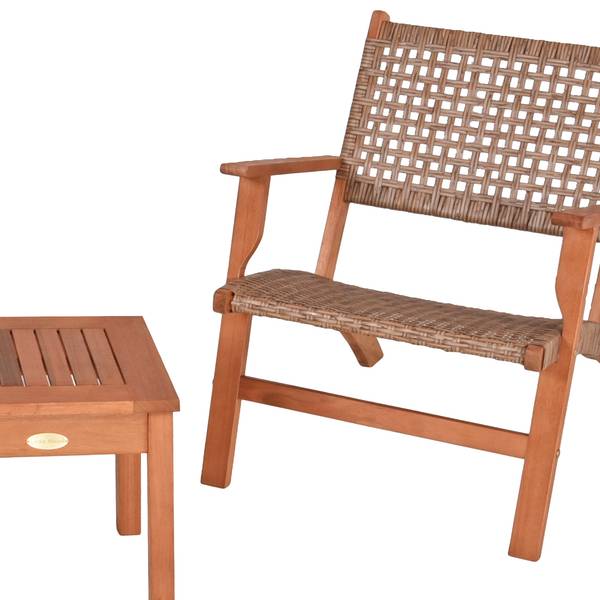 Sitzgruppe Sonora (3-teilig) Eukalyptus / Polyrattan - Braun