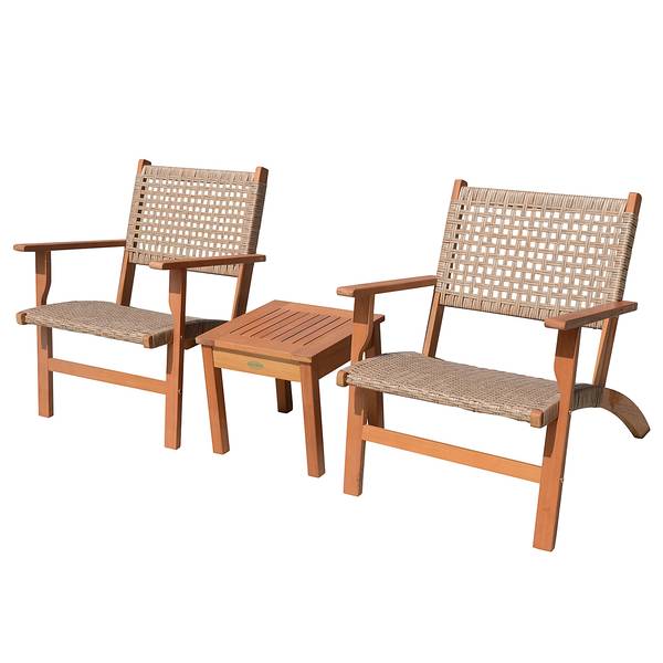 Sitzgruppe Sonora (3-teilig) Eukalyptus / Polyrattan - Braun