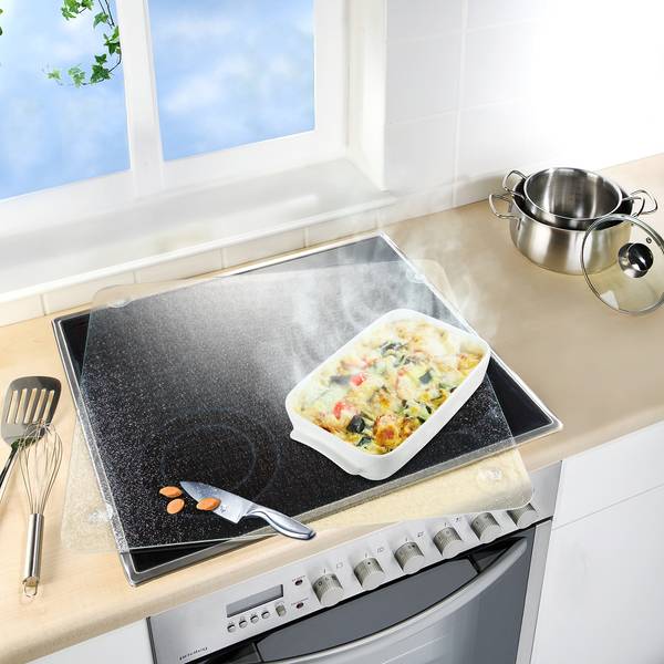 Piastra Copripiano Cottura In Vetro 80x52 Cm – Rossa, Multifunzione: Tagliere, Sottopentola, Piano Di Lavoro Aggiuntivo, Per Induzione