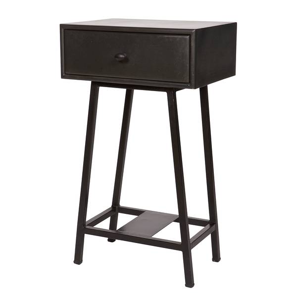 Bout de canapé Kait Manguier massif / Métal - Noir