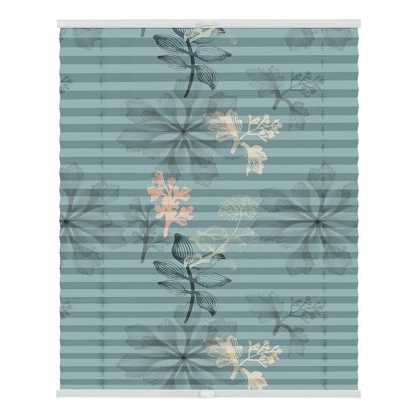 Plissee Klemmfix Aqua Floral Polyester - Blau - 45 x 130 cm