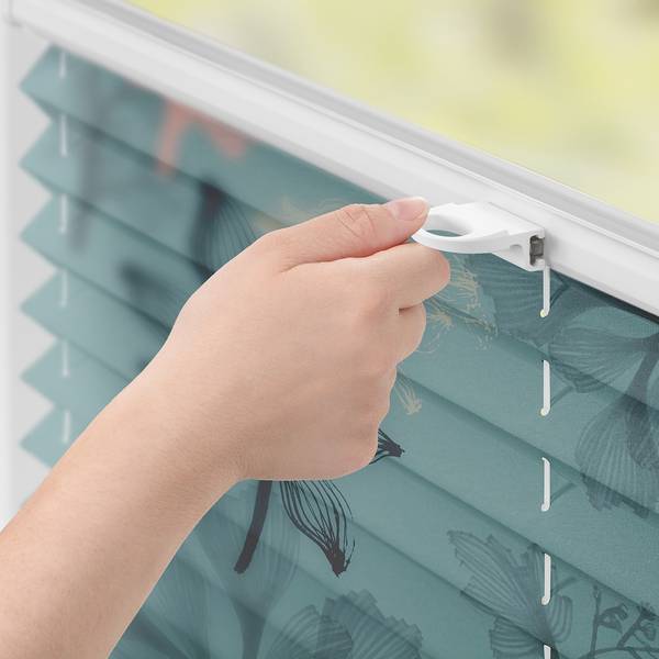 Plissee Klemmfix Aqua Floral Polyester - Blau - 45 x 130 cm