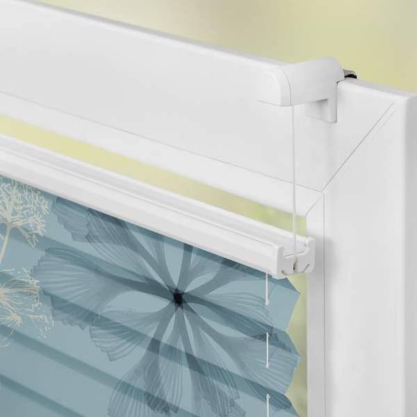 Plissee Klemmfix Aqua Floral Polyester - Blau - 45 x 130 cm