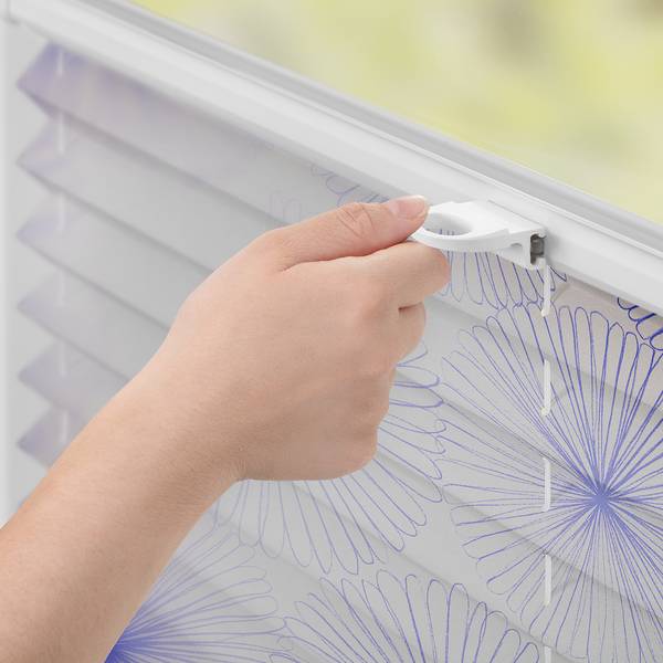 Store plissé sans perçage Flower Wheel Polyester - Bleu - 45 x 130 cm
