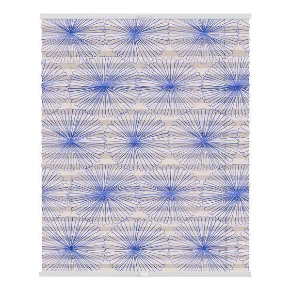 Store plissé sans perçage Flower Wheel Polyester - Bleu - 45 x 130 cm