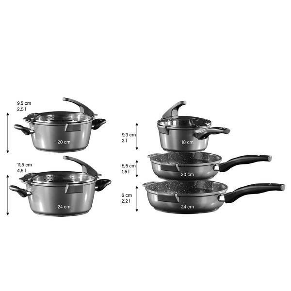 Kochtopf-Set FUTURE (8-tlg.) Aluminium - Anthrazit