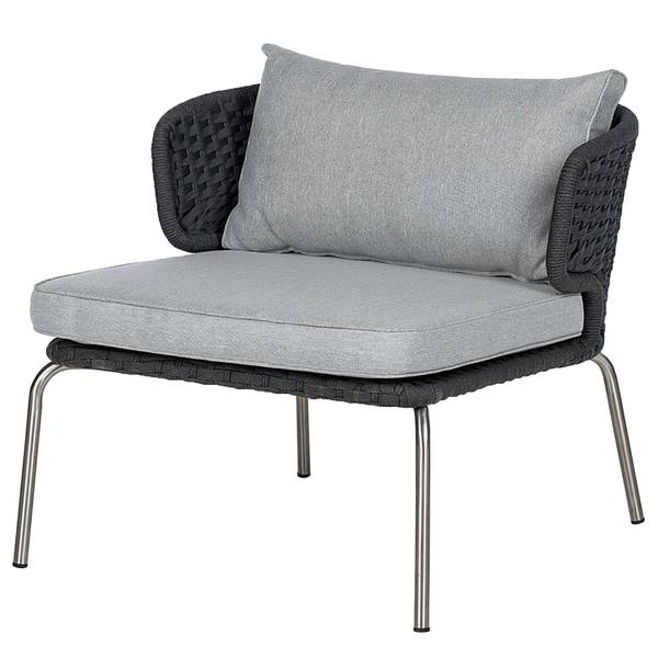 Designer Loungesessel Desha Polyester / Edelstahl - Schwarz / Grau