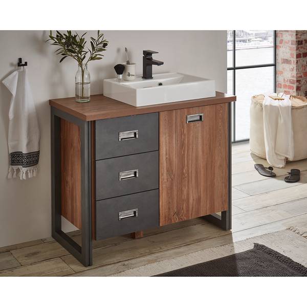 Badkamerset Marton X (2-delig) Stirling eikenhouten look/antracietkleurig