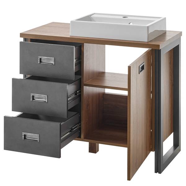 Badkamerset Marton X (2-delig) Stirling eikenhouten look/antracietkleurig