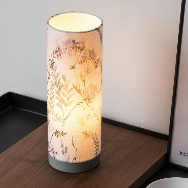 Tischleuchte Flowery Romance Leinen / Beton - 1-flammig