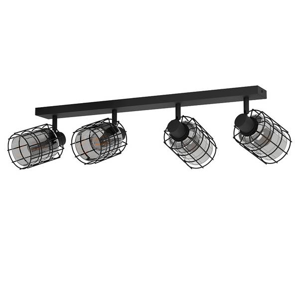 Plafondlamp Consaca III rookglas/staal - 4 lichtbronnen