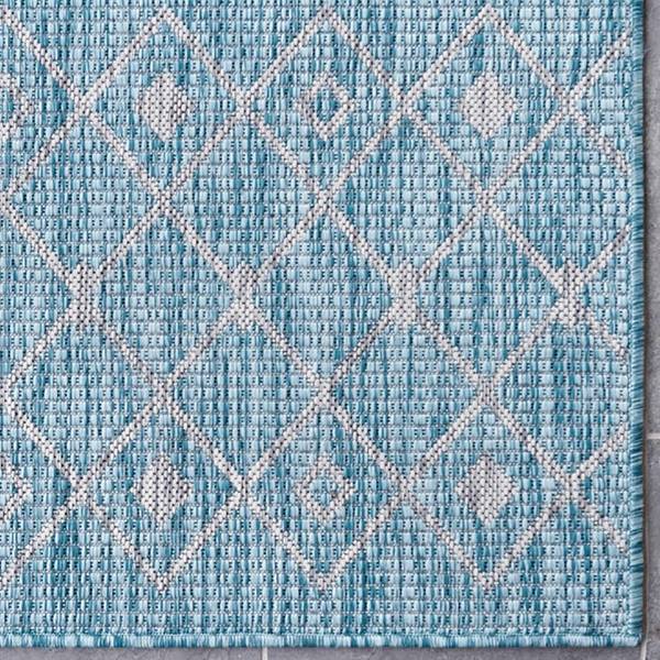 In- & outdoorvloerkleed Crosses III polypropeen - turquoise - 150 x 245 cm