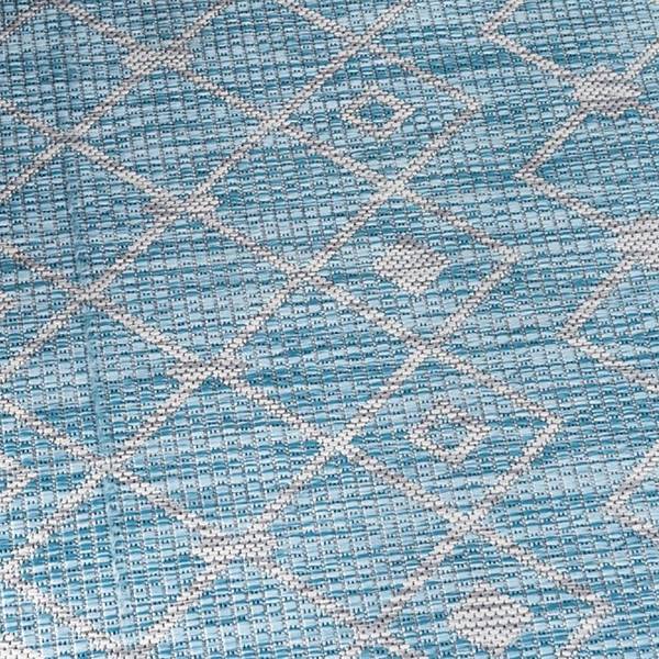 In- & outdoorvloerkleed Crosses III polypropeen - turquoise - 150 x 245 cm