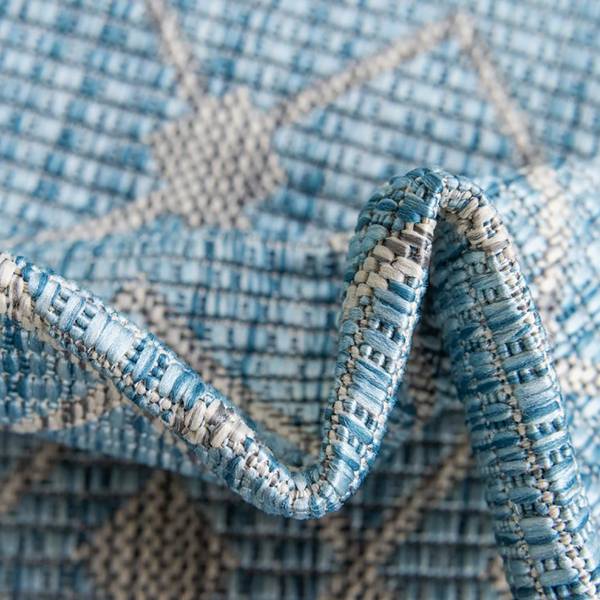 In- & outdoorvloerkleed Crosses III polypropeen - turquoise - 150 x 245 cm