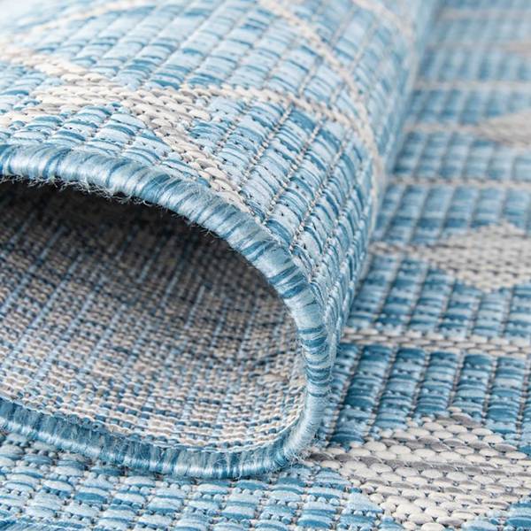 In- & outdoorvloerkleed Crosses III polypropeen - turquoise - 150 x 245 cm