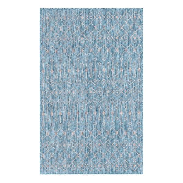 In- & outdoorvloerkleed Crosses III polypropeen - turquoise - 150 x 245 cm
