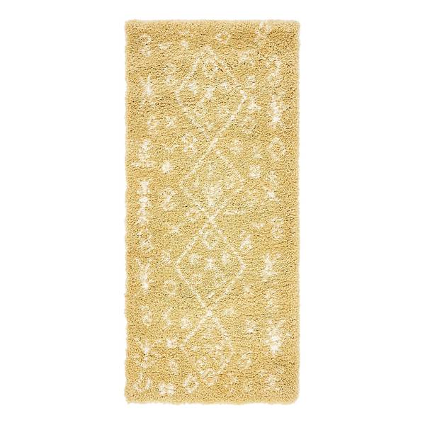 Loper Temara Shag II polypropeen/jute - geel - 80 x 185 cm