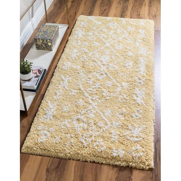 Loper Temara Shag II polypropeen/jute - geel - 80 x 185 cm
