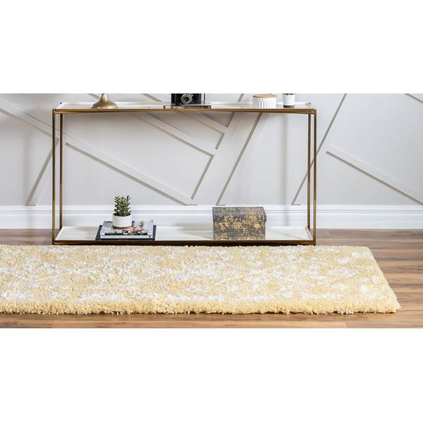 Loper Temara Shag II polypropeen/jute - geel - 80 x 185 cm