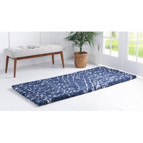Läufer Temara Shag I Polypropylene / Jute - Marineblau - 80 x 185 cm