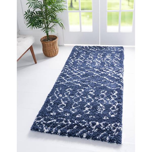 Läufer Temara Shag I Polypropylene / Jute - Marineblau - 80 x 185 cm