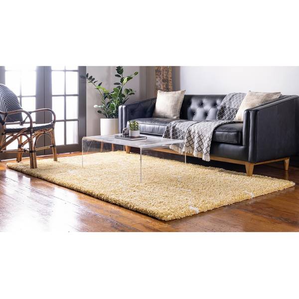 Kurzflorteppich Temara Shag IV Polypropylene / Jute - Gelb - 150 x 245 cm