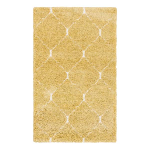 Kurzflorteppich Temara Shag IV Polypropylene / Jute - Gelb - 150 x 245 cm