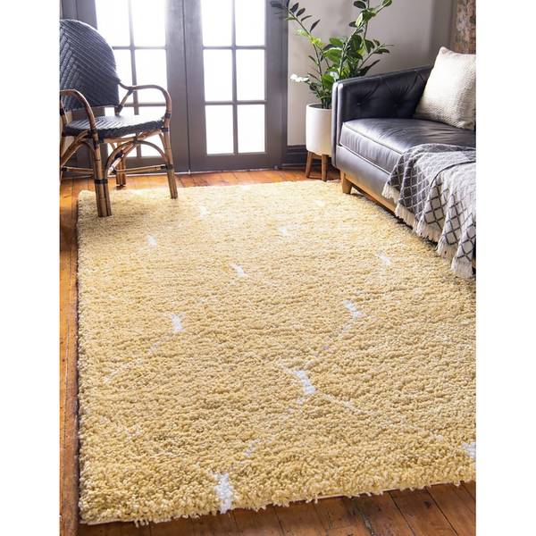 Kurzflorteppich Temara Shag IV Polypropylene / Jute - Gelb - 150 x 245 cm