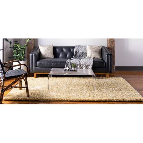Kurzflorteppich Temara Shag IV Polypropylene / Jute - Gelb - 150 x 245 cm