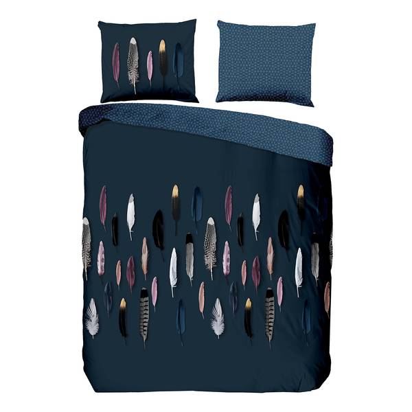 Bettwäsche Feathers Baumwolle - Blau - Blau - 200 x 200/220 cm + 2 Kissen 70 x 60 cm