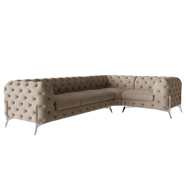 Ecksofa Laviva V Microfaser Enza: Cappuccino - 323 x 200 cm - Ausrichtung rechts